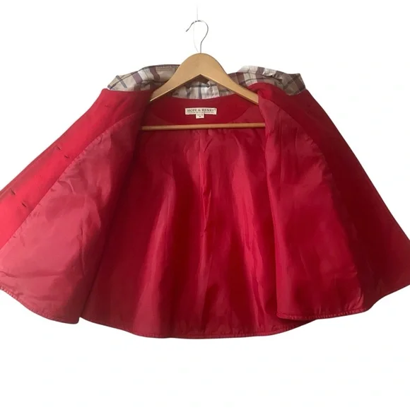 HOPE & HENRY sz Medium Girls Cape Double Breasted Pockets Tan Plaid Hood Lining - Picture 6 of 14